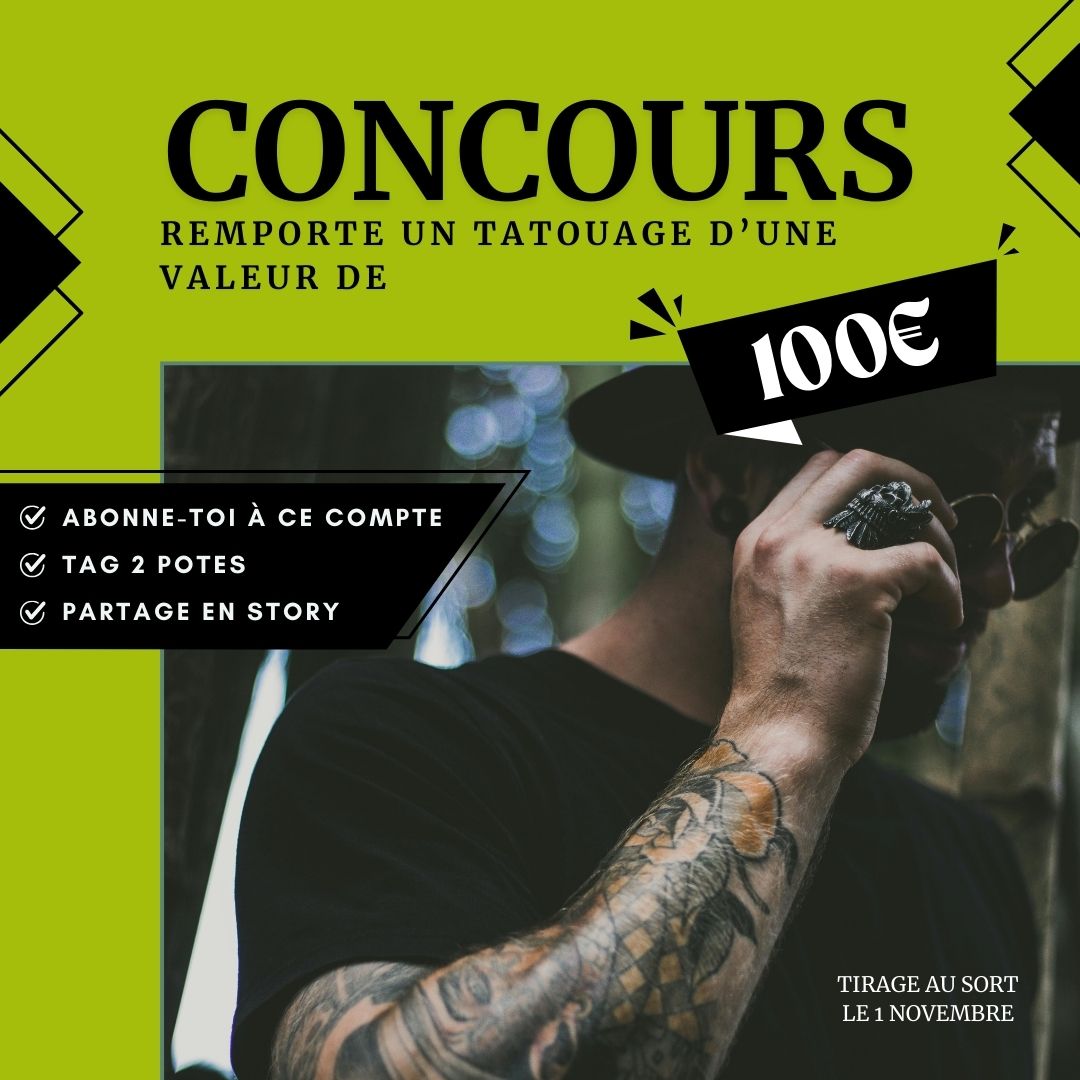 Règlement du jeu concours Instagram – 100€ de tatouage à gagner !